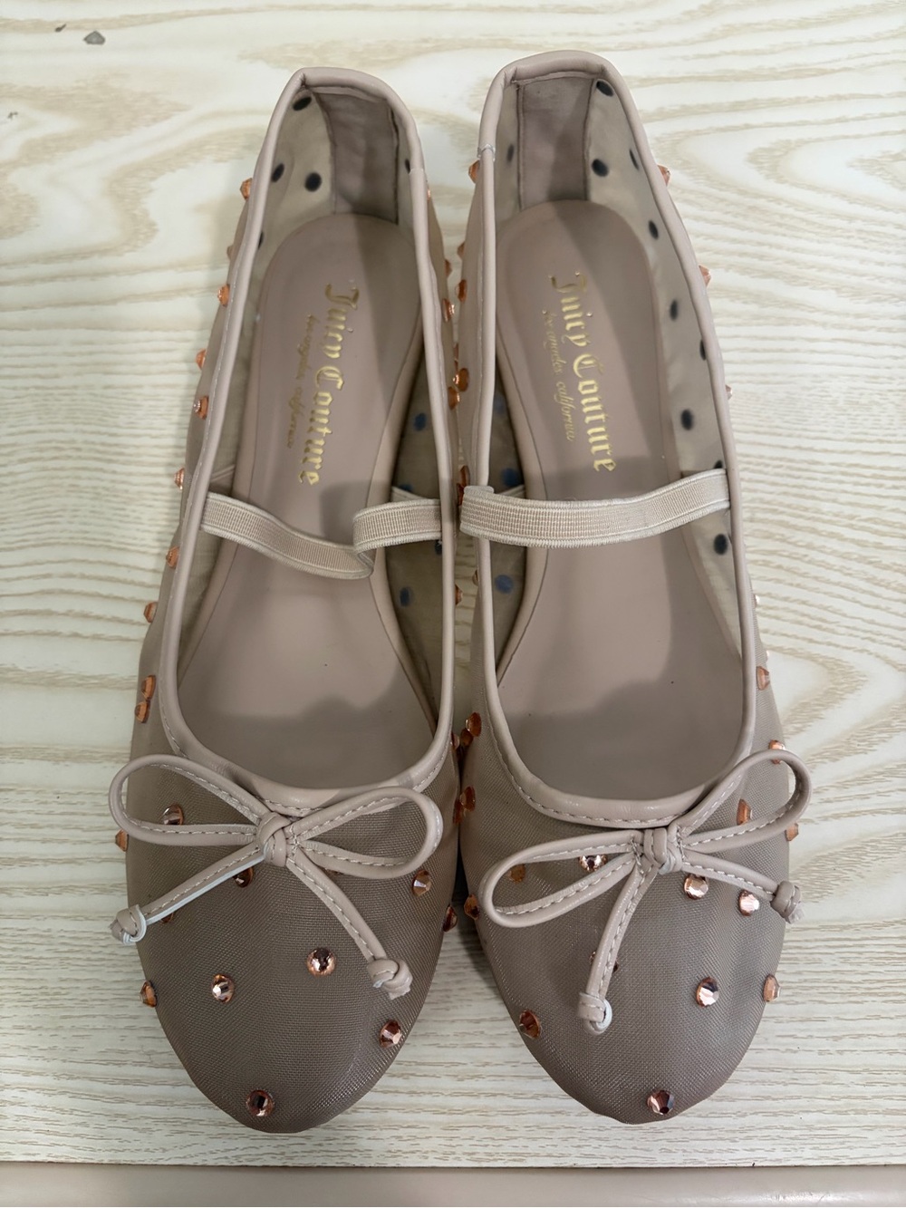Juicy Couture Blush Pink Studded Mary Jane Flats